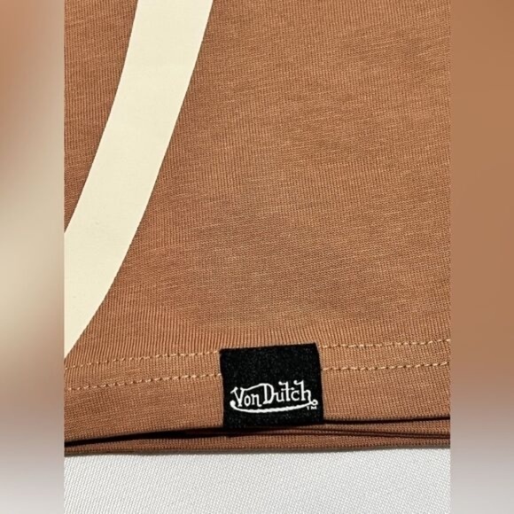 Von Dutch Vertical Logo shirt top Oversized Relaxed Fit Heavyweight Tee brown M - Picture 7 of 8